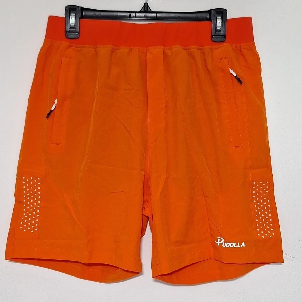 Pudolla Shorts Athletic Workout Running  Orange